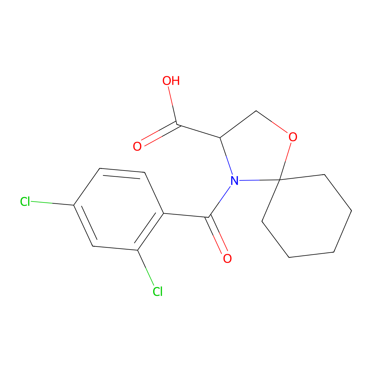 4-(2,4-Dichlorobenzoyl)-1-oxa-4-azaspiro[4.5]decane-3-carboxylic acid molecular structure, CAS 1326812-19-4