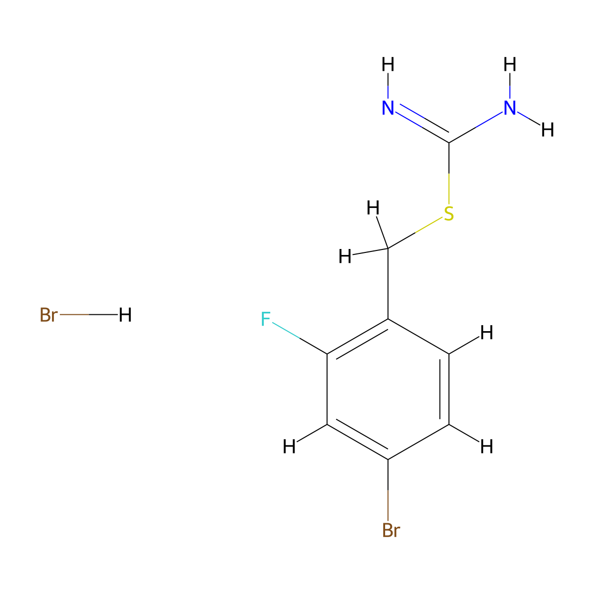 {[(4-Bromo-2-fluorophenyl)methyl]sulfanyl}methanimidamide hydrobromide molecular structure, CAS 1326812-22-9