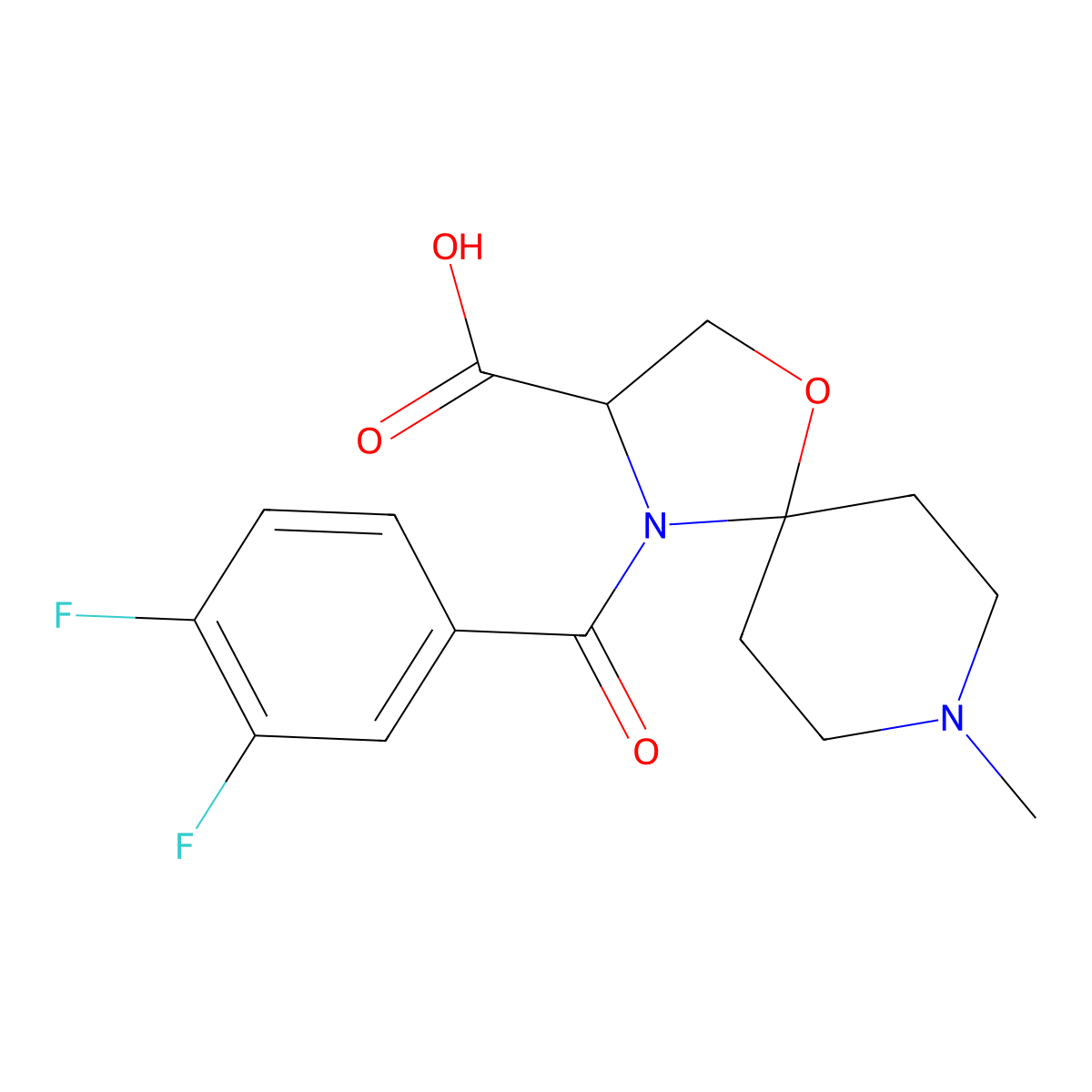 4-(3,4-Difluorobenzoyl)-8-methyl-1-oxa-4,8-diazaspiro[4.5]decane-3-carboxylic acid molecular structure, CAS 1326812-23-0