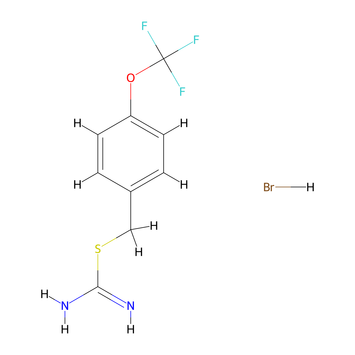 ({[4-(Trifluoromethoxy)phenyl]methyl}sulfanyl)methanimidamide hydrobromide molecular structure, CAS 1326812-30-9
