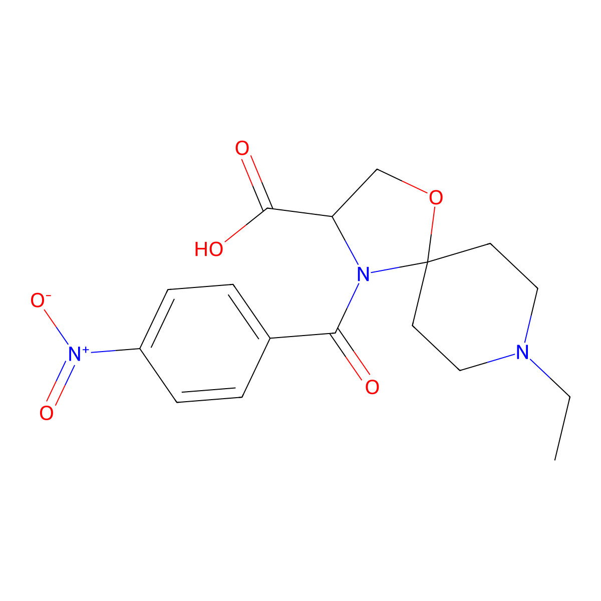 8-Ethyl-4-(4-nitrobenzoyl)-1-oxa-4,8-diazaspiro[4.5]decane-3-carboxylic acid molecular structure, CAS 1326812-31-0