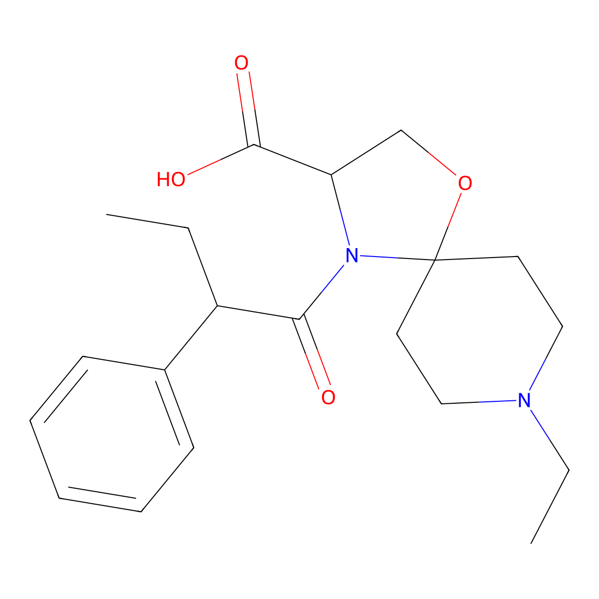 8-Ethyl-4-(2-phenylbutanoyl)-1-oxa-4,8-diazaspiro[4.5]decane-3-carboxylic acid molecular structure, CAS 1326812-36-5