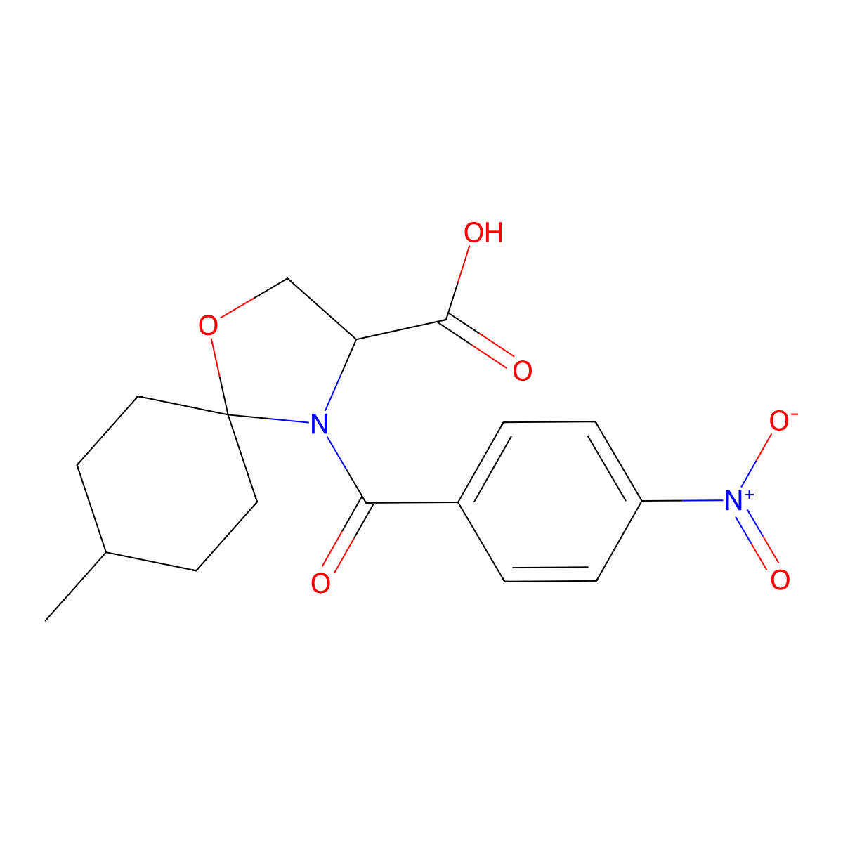 8-Methyl-4-(4-nitrobenzoyl)-1-oxa-4-azaspiro[4.5]decane-3-carboxylic acid molecular structure, CAS 1326812-38-7