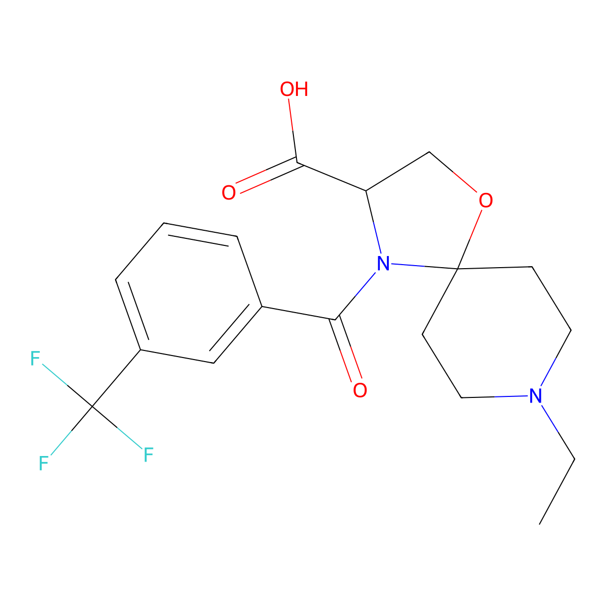 8-Ethyl-4-[3-(trifluoromethyl)benzoyl]-1-oxa-4,8-diazaspiro[4.5]decane-3-carboxylic acid molecular structure, CAS 1326812-39-8