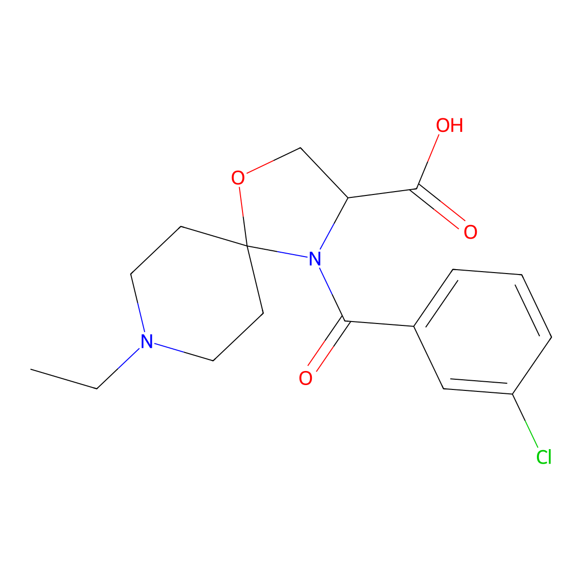 4-(3-Chlorobenzoyl)-8-ethyl-1-oxa-4,8-diazaspiro[4.5]decane-3-carboxylic acid molecular structure, CAS 1326812-45-6