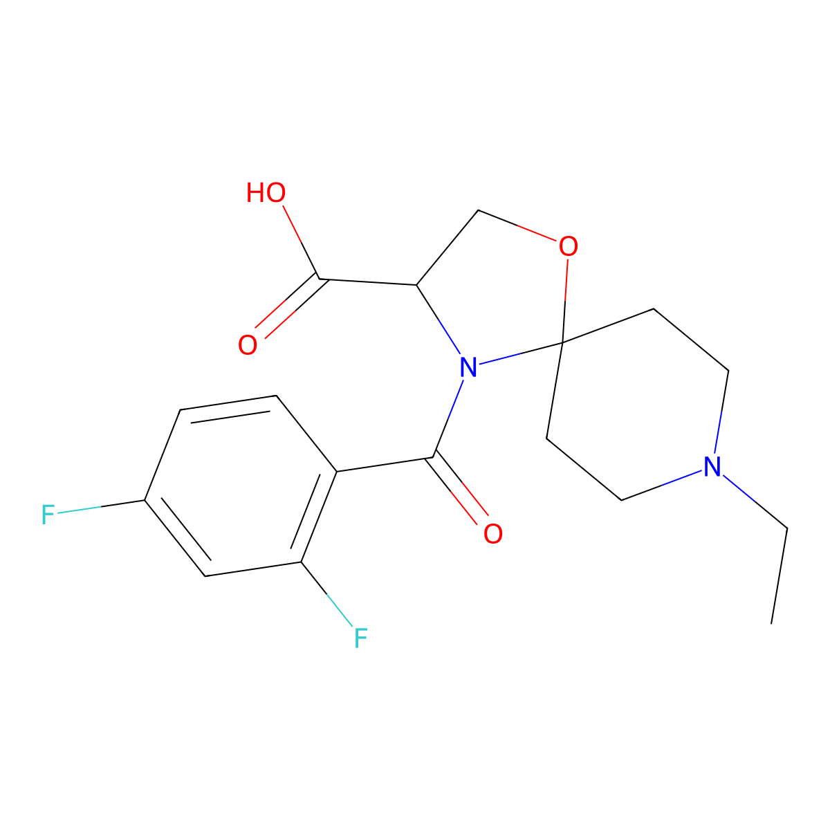 4-(2,4-Difluorobenzoyl)-8-ethyl-1-oxa-4,8-diazaspiro[4.5]decane-3-carboxylic acid molecular structure, CAS 1326812-48-9