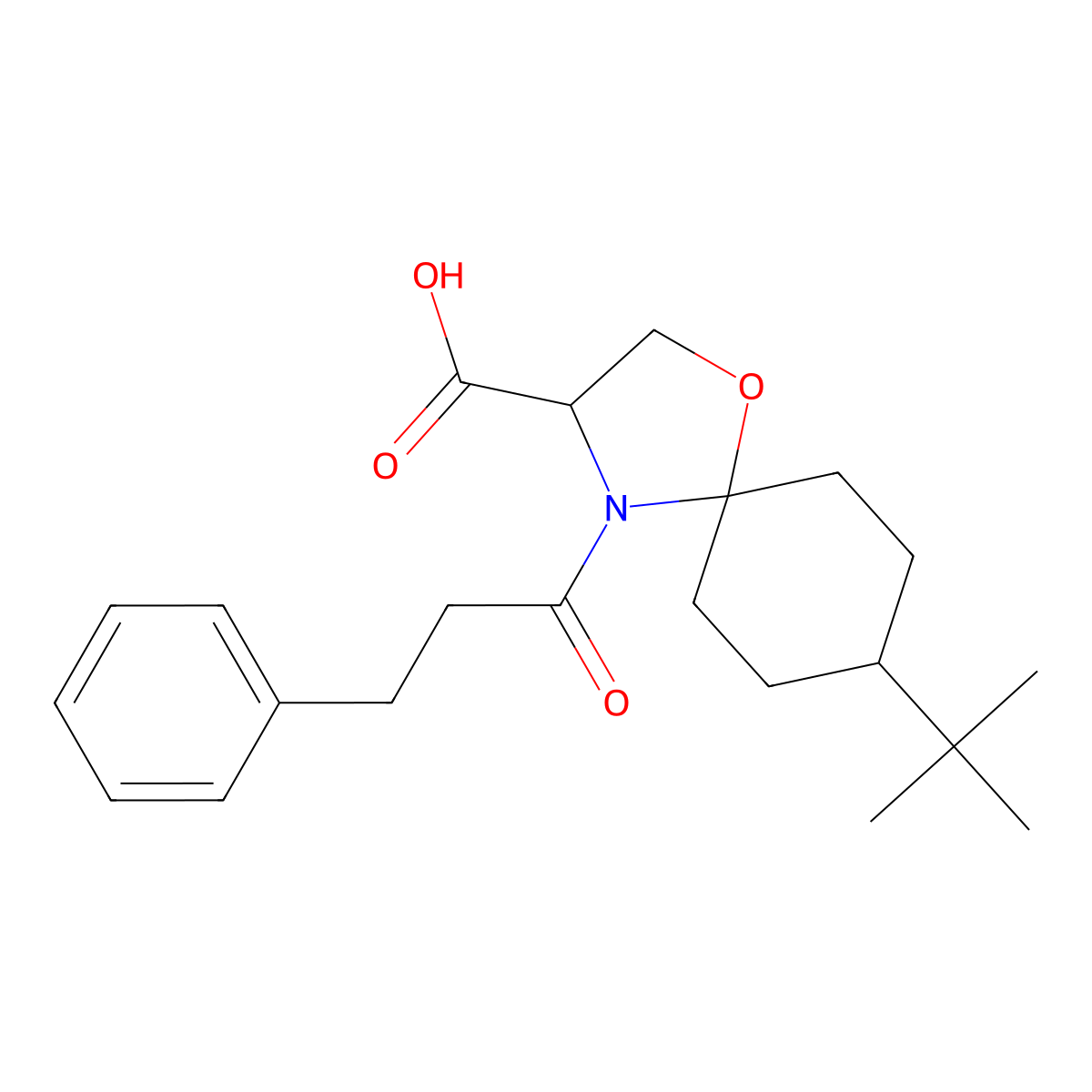 8-tert-Butyl-4-(3-phenylpropanoyl)-1-oxa-4-azaspiro[4.5]decane-3-carboxylic acid molecular structure, CAS 1326812-52-5