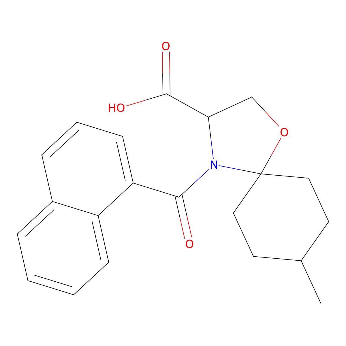 8-Methyl-4-(naphthalene-1-carbonyl)-1-oxa-4-azaspiro[4.5]decane-3-carboxylic acid molecular structure, CAS 1326812-54-7