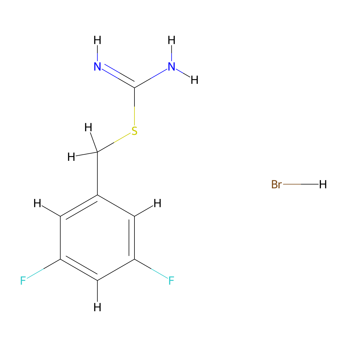 {[(3,5-Difluorophenyl)methyl]sulfanyl}methanimidamide hydrobromide molecular structure, CAS 1326812-55-8