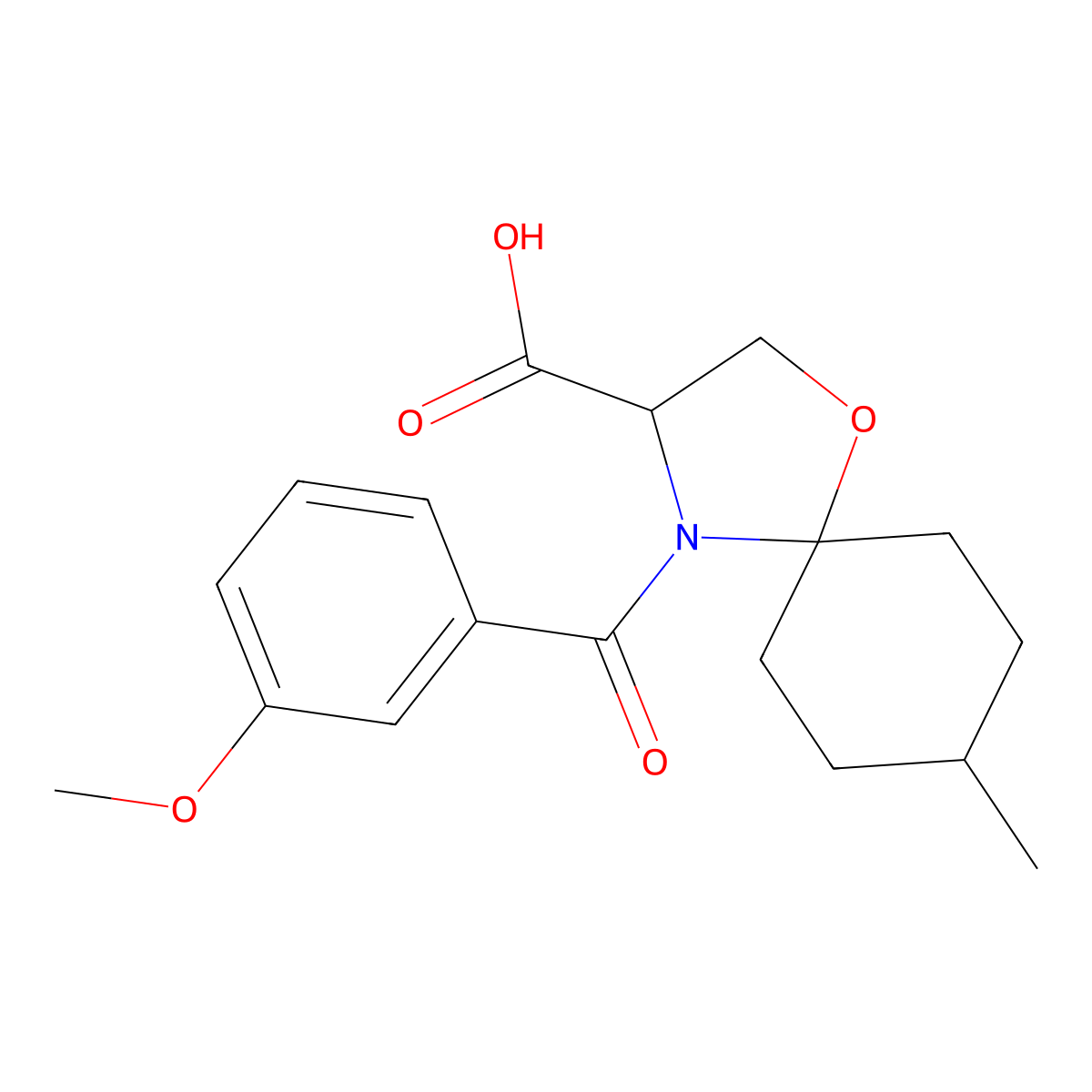 4-(3-Methoxybenzoyl)-8-methyl-1-oxa-4-azaspiro[4.5]decane-3-carboxylic acid molecular structure, CAS 1326812-57-0