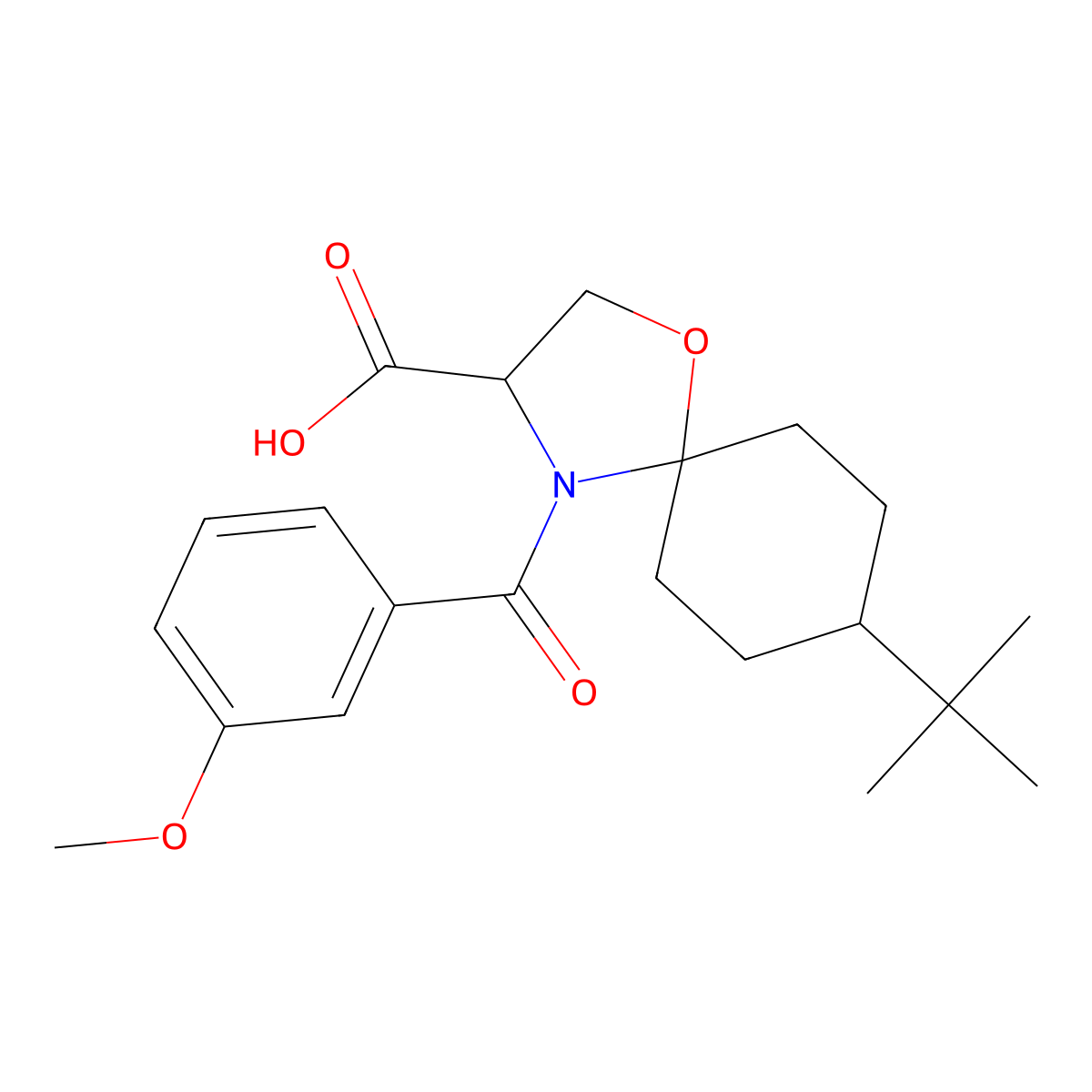 8-tert-Butyl-4-(3-methoxybenzoyl)-1-oxa-4-azaspiro[4.5]decane-3-carboxylic acid molecular structure, CAS 1326812-59-2
