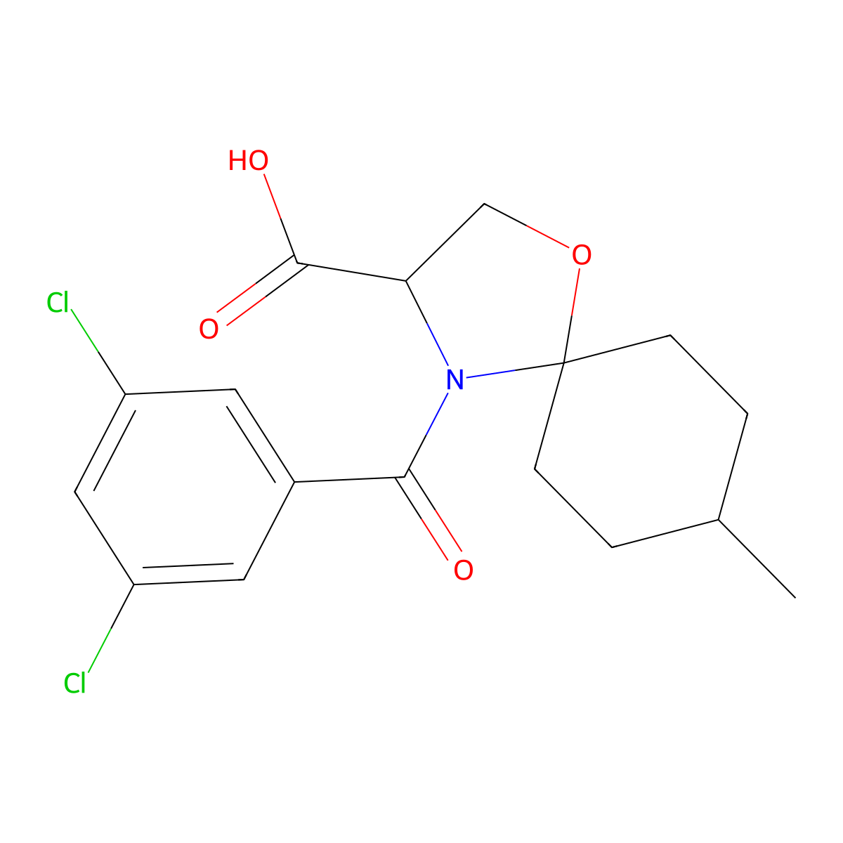 4-(3,5-Dichlorobenzoyl)-8-methyl-1-oxa-4-azaspiro[4.5]decane-3-carboxylic acid molecular structure, CAS 1326812-60-5