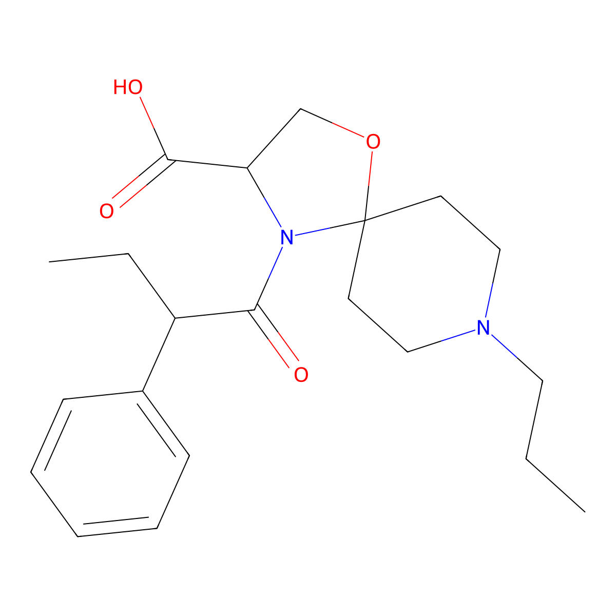 4-(2-Phenylbutanoyl)-8-propyl-1-oxa-4,8-diazaspiro[4.5]decane-3-carboxylic acid molecular structure, CAS 1326812-63-8