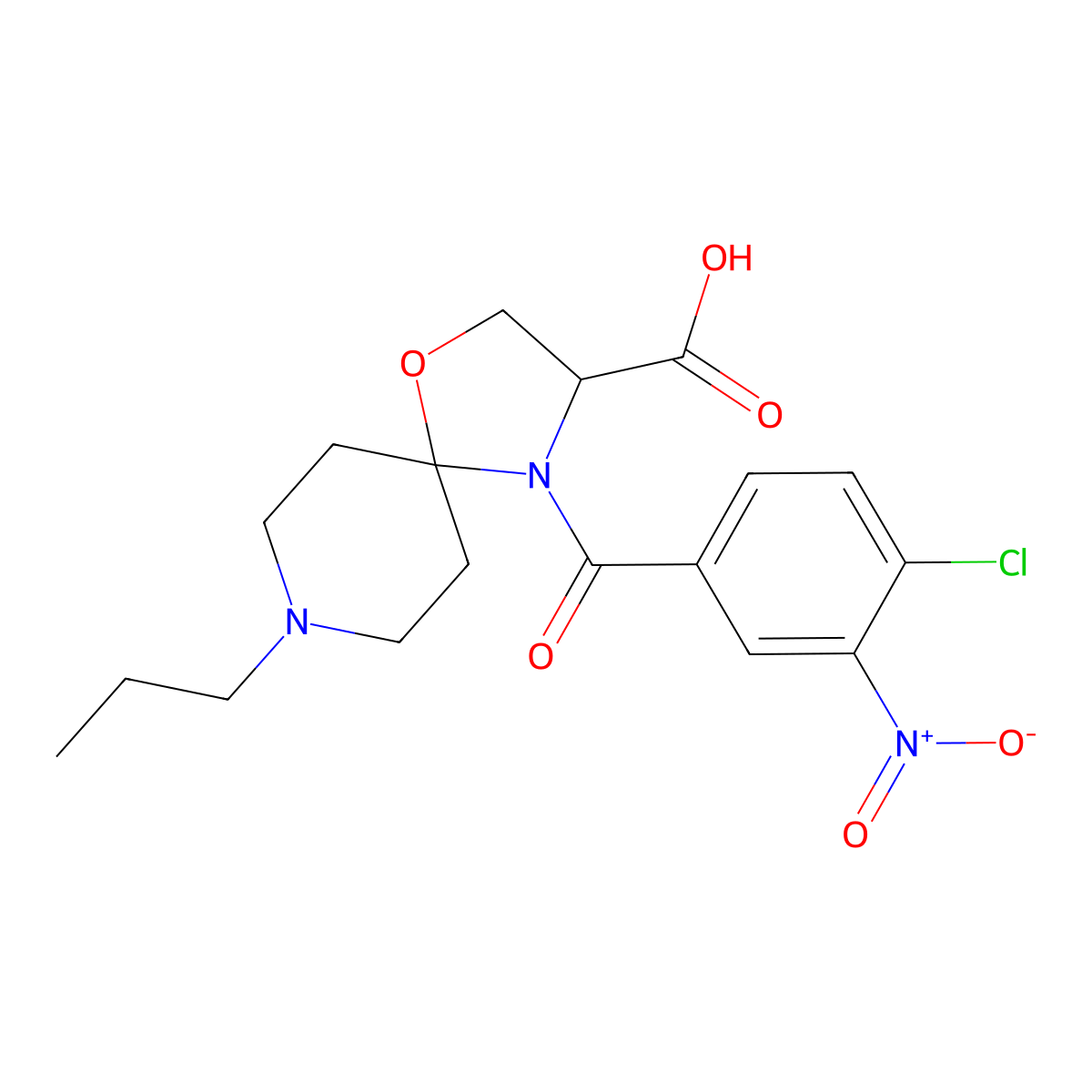 4-(4-Chloro-3-nitrobenzoyl)-8-propyl-1-oxa-4,8-diazaspiro[4.5]decane-3-carboxylic acid molecular structure, CAS 1326812-66-1