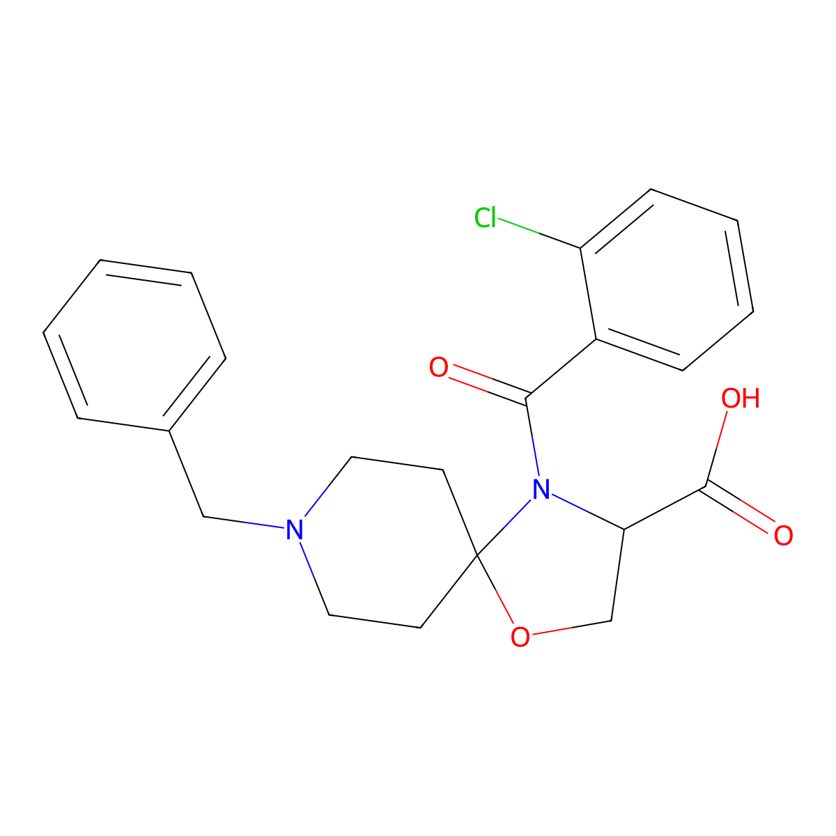 8-Benzyl-4-(2-chlorobenzoyl)-1-oxa-4,8-diazaspiro[4.5]decane-3-carboxylic acid molecular structure, CAS 1326812-69-4