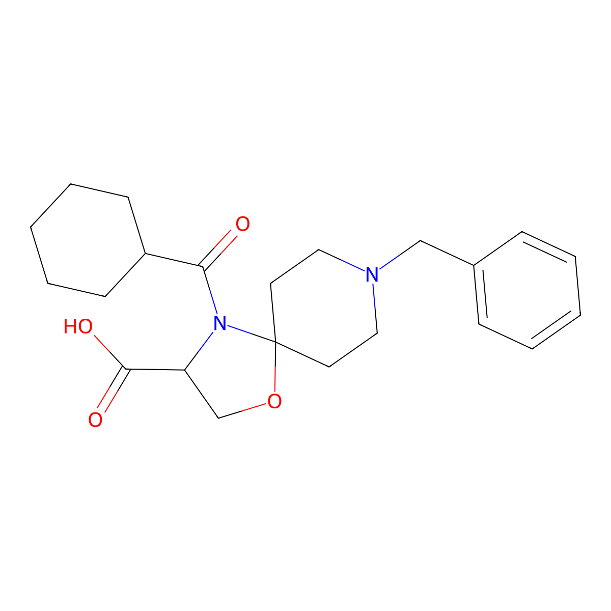 8-Benzyl-4-cyclohexanecarbonyl-1-oxa-4,8-diazaspiro[4.5]decane-3-carboxylic acid molecular structure, CAS 1326812-72-9