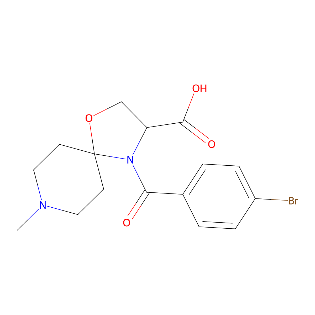 4-(4-Bromobenzoyl)-8-methyl-1-oxa-4,8-diazaspiro[4.5]decane-3-carboxylic acid molecular structure, CAS 1326812-73-0