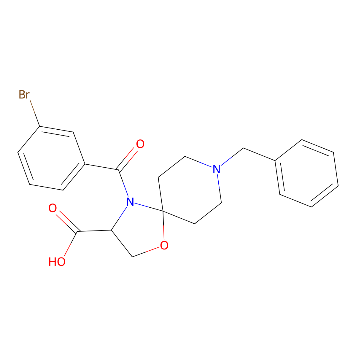 8-Benzyl-4-(3-bromobenzoyl)-1-oxa-4,8-diazaspiro[4.5]decane-3-carboxylic acid molecular structure, CAS 1326812-77-4
