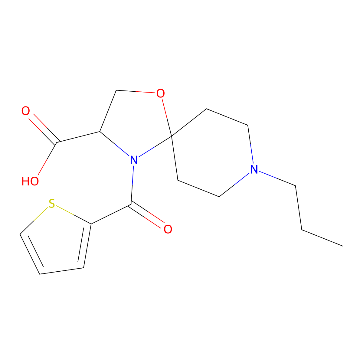 8-Propyl-4-(thiophene-2-carbonyl)-1-oxa-4,8-diazaspiro[4.5]decane-3-carboxylic acid molecular structure, CAS 1326812-89-8