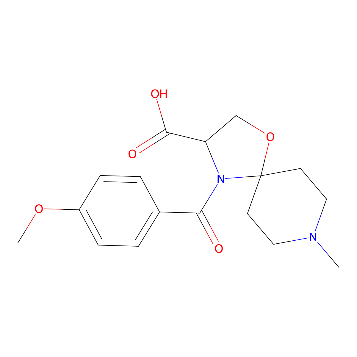 4-(4-Methoxybenzoyl)-8-methyl-1-oxa-4,8-diazaspiro[4.5]decane-3-carboxylic acid molecular structure, CAS 1326812-90-1
