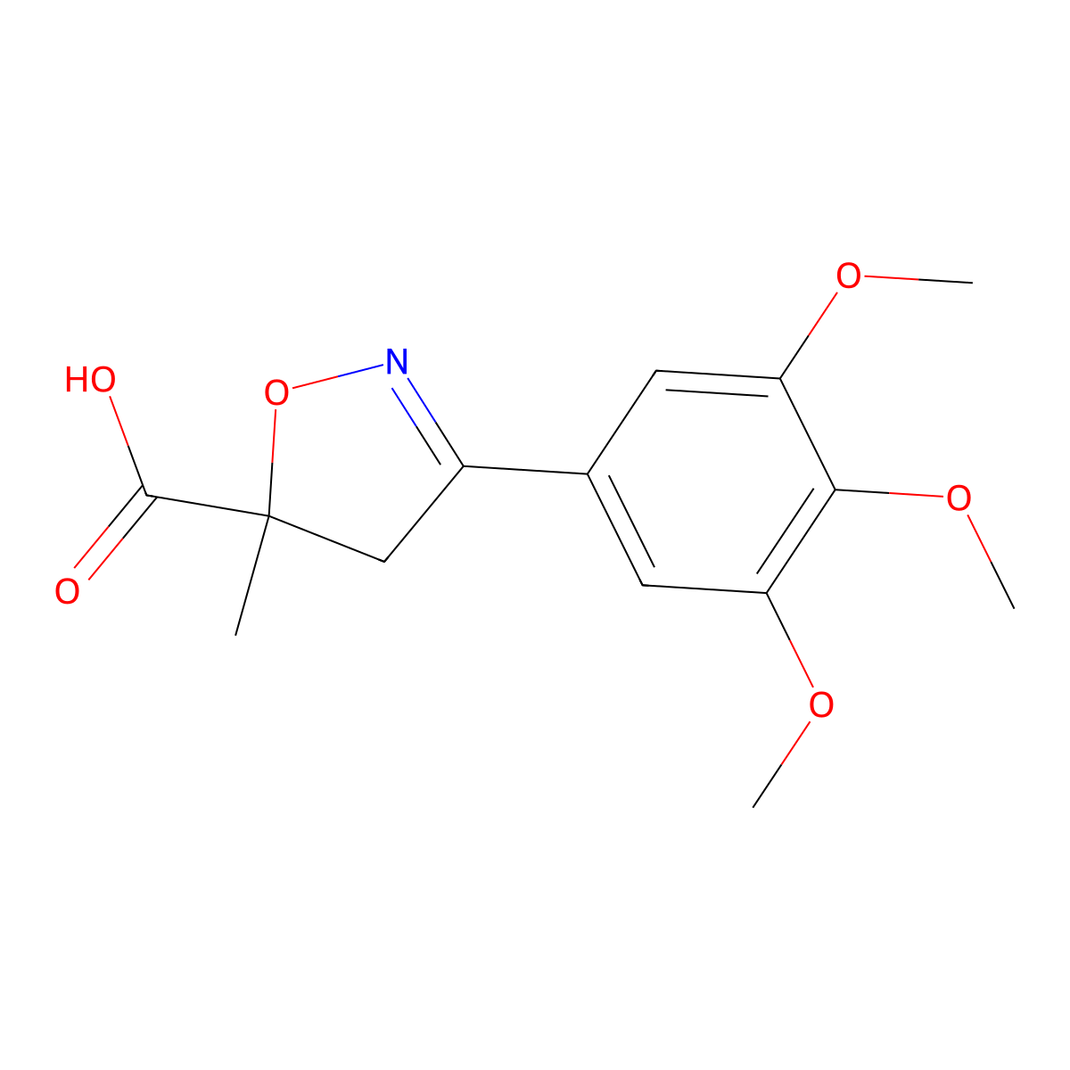 5-Methyl-3-(3,4,5-trimethoxyphenyl)-4,5-dihydro-1,2-oxazole-5-carboxylic acid molecular structure, CAS 1326812-92-3