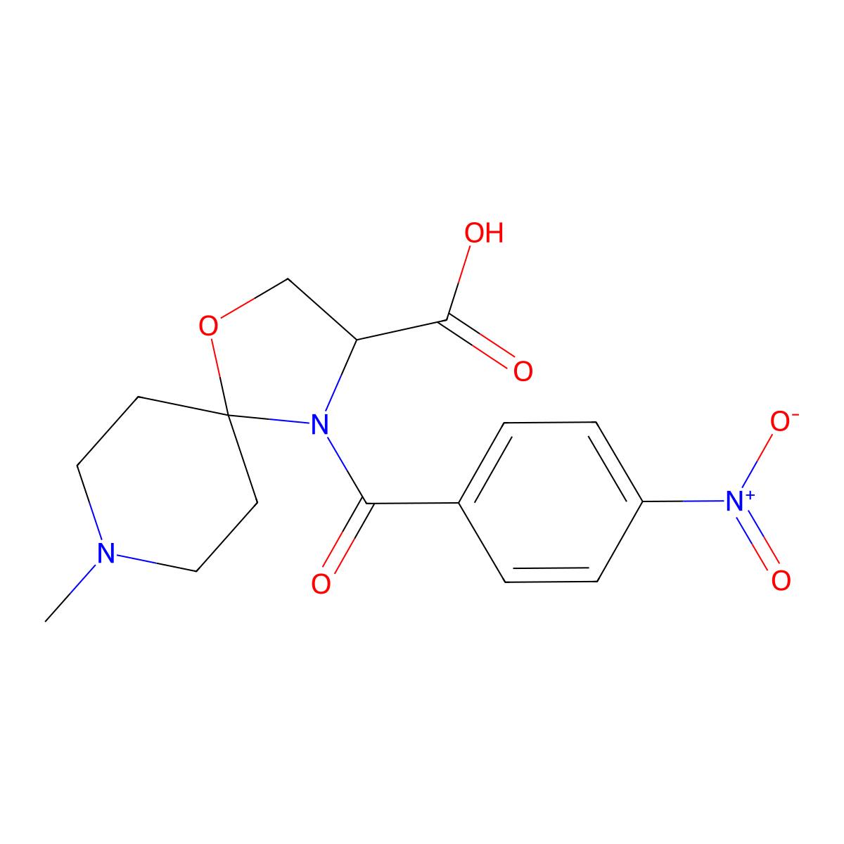8-Methyl-4-(4-nitrobenzoyl)-1-oxa-4,8-diazaspiro[4.5]decane-3-carboxylic acid molecular structure, CAS 1326812-93-4