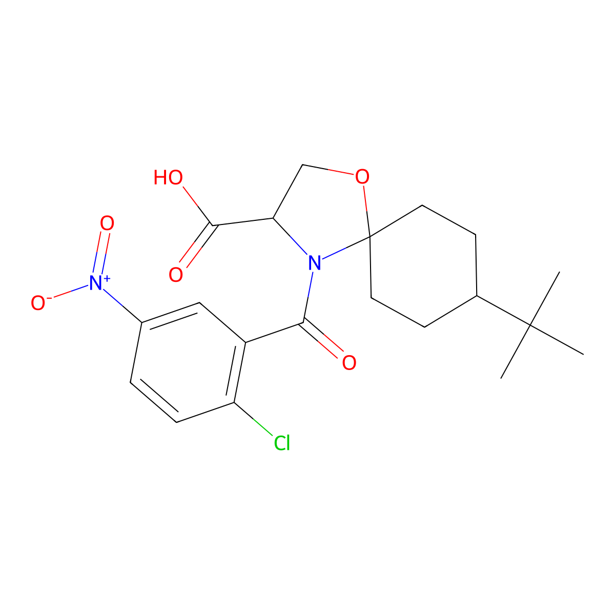 8-tert-Butyl-4-(2-chloro-5-nitrobenzoyl)-1-oxa-4-azaspiro[4.5]decane-3-carboxylic acid molecular structure, CAS 1326812-96-7