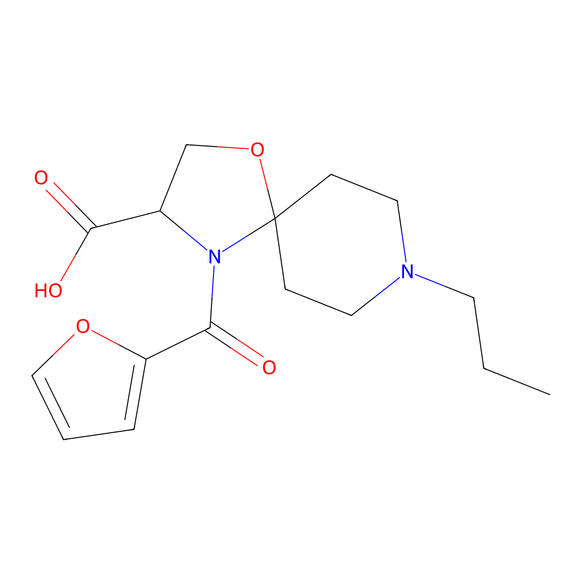 4-(Furan-2-carbonyl)-8-propyl-1-oxa-4,8-diazaspiro[4.5]decane-3-carboxylic acid molecular structure, CAS 1326812-98-9