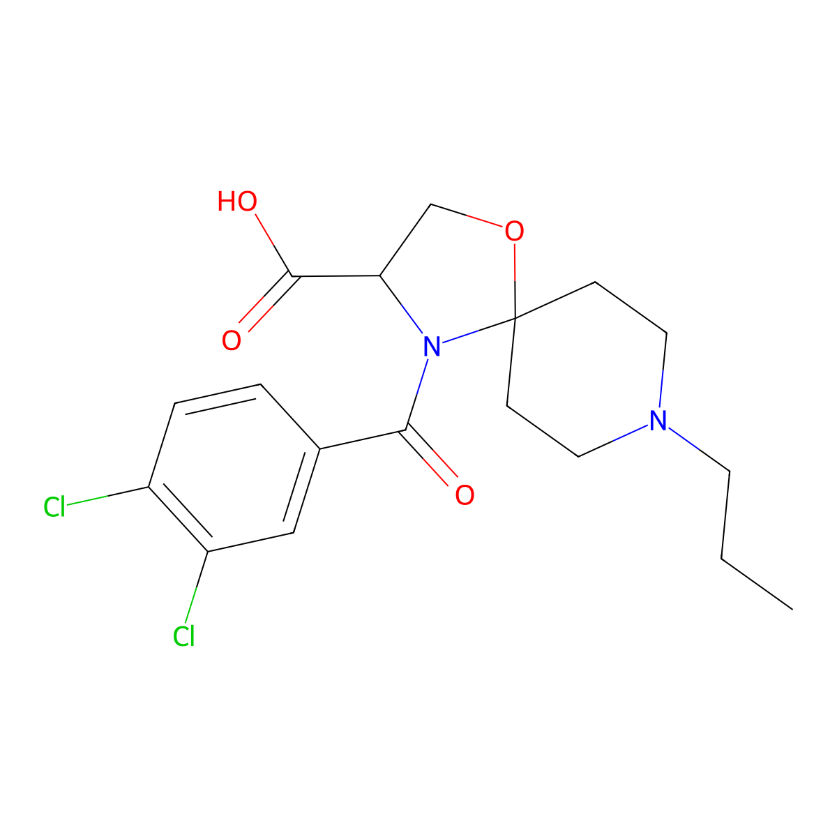 4-(3,4-Dichlorobenzoyl)-8-propyl-1-oxa-4,8-diazaspiro[4.5]decane-3-carboxylic acid molecular structure, CAS 1326813-05-1