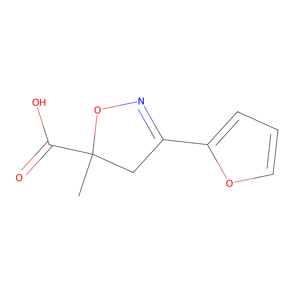 3-(Furan-2-yl)-5-methyl-4,5-dihydro-1,2-oxazole-5-carboxylic acid molecular structure, CAS 1326813-15-3