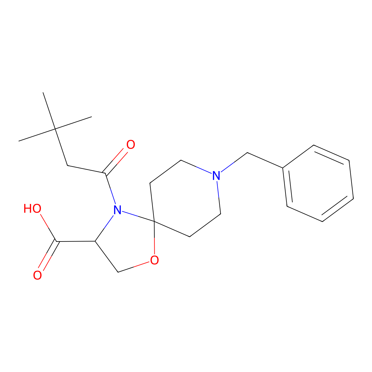 8-Benzyl-4-(3,3-dimethylbutanoyl)-1-oxa-4,8-diazaspiro[4.5]decane-3-carboxylic acid molecular structure, CAS 1326813-18-6