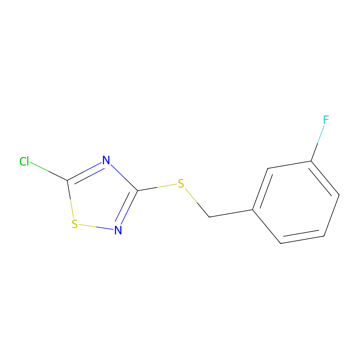 5-Chloro-3-{[(3-fluorophenyl)methyl]sulfanyl}-1,2,4-thiadiazole molecular structure, CAS 1326813-27-7