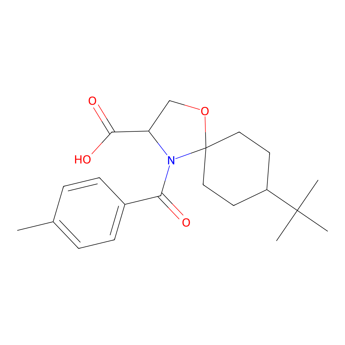 8-tert-Butyl-4-(4-methylbenzoyl)-1-oxa-4-azaspiro[4.5]decane-3-carboxylic acid molecular structure, CAS 1326813-28-8