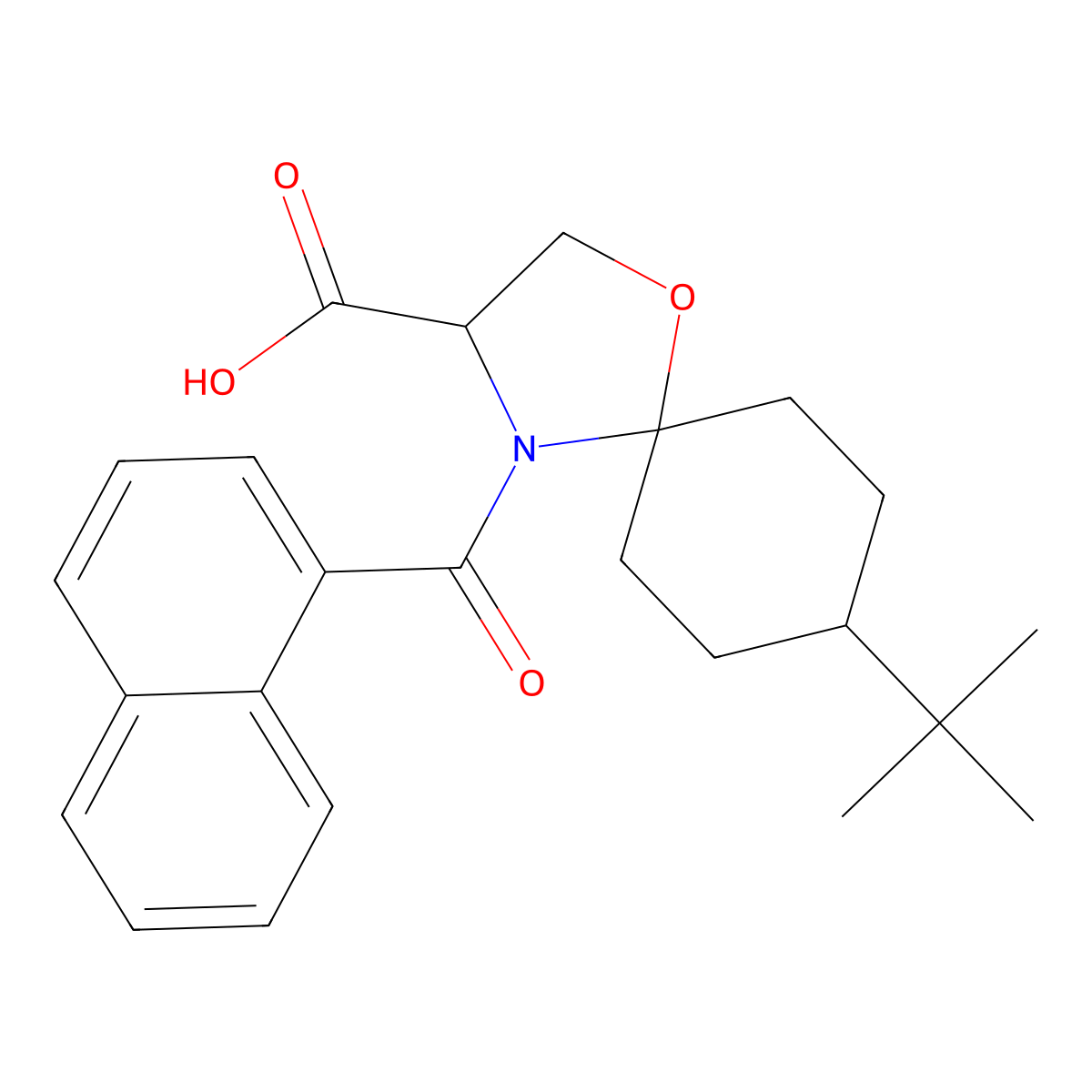 8-tert-Butyl-4-(naphthalene-1-carbonyl)-1-oxa-4-azaspiro[4.5]decane-3-carboxylic acid molecular structure, CAS 1326813-33-5