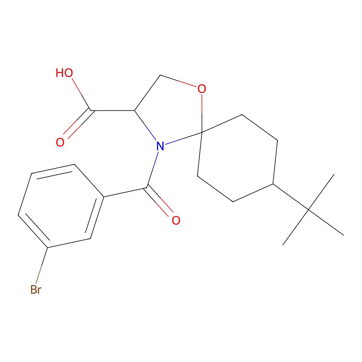 4-(3-Bromobenzoyl)-8-tert-butyl-1-oxa-4-azaspiro[4.5]decane-3-carboxylic acid molecular structure, CAS 1326813-43-7