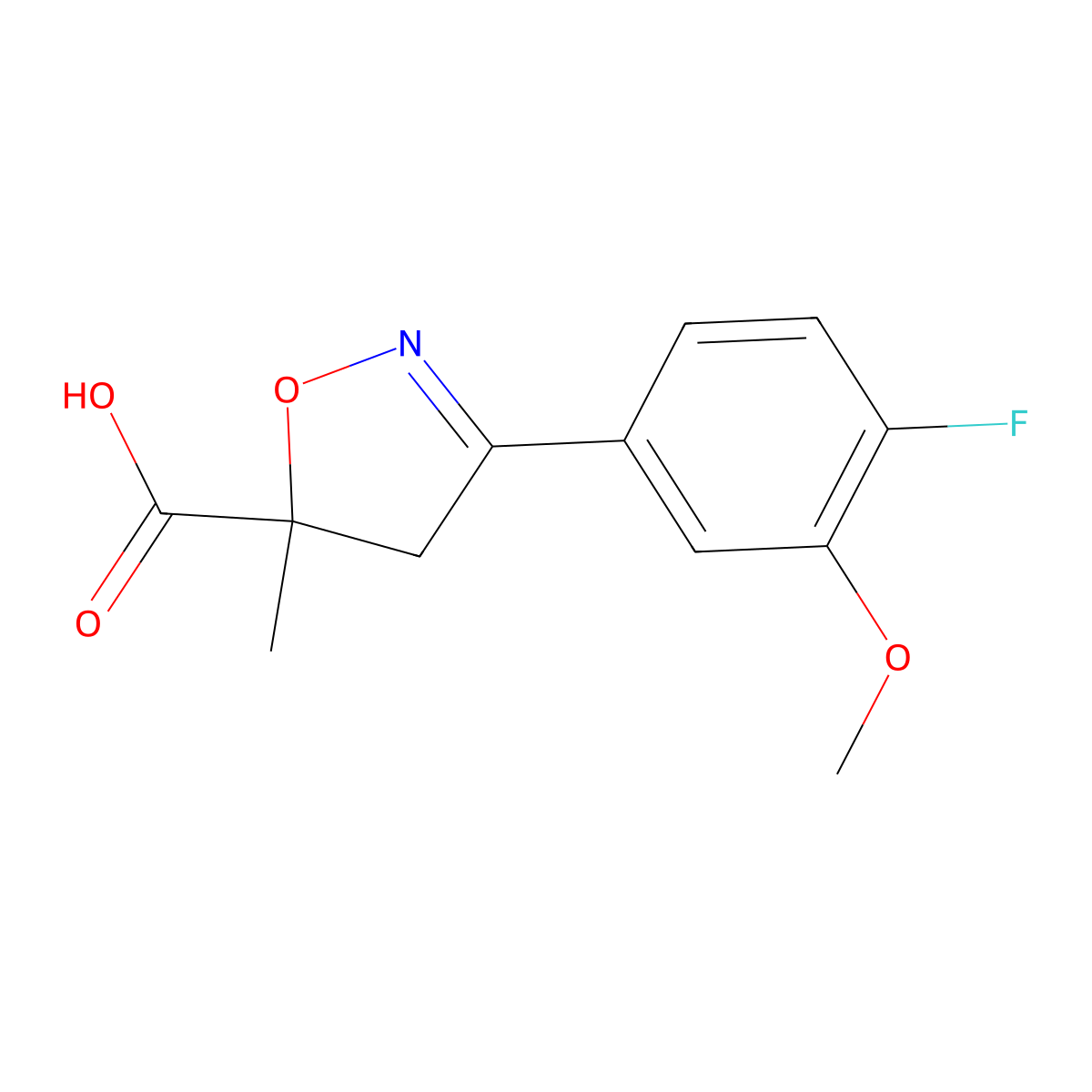 3-(4-Fluoro-3-methoxyphenyl)-5-methyl-4,5-dihydro-1,2-oxazole-5-carboxylic acid molecular structure, CAS 1326813-45-9