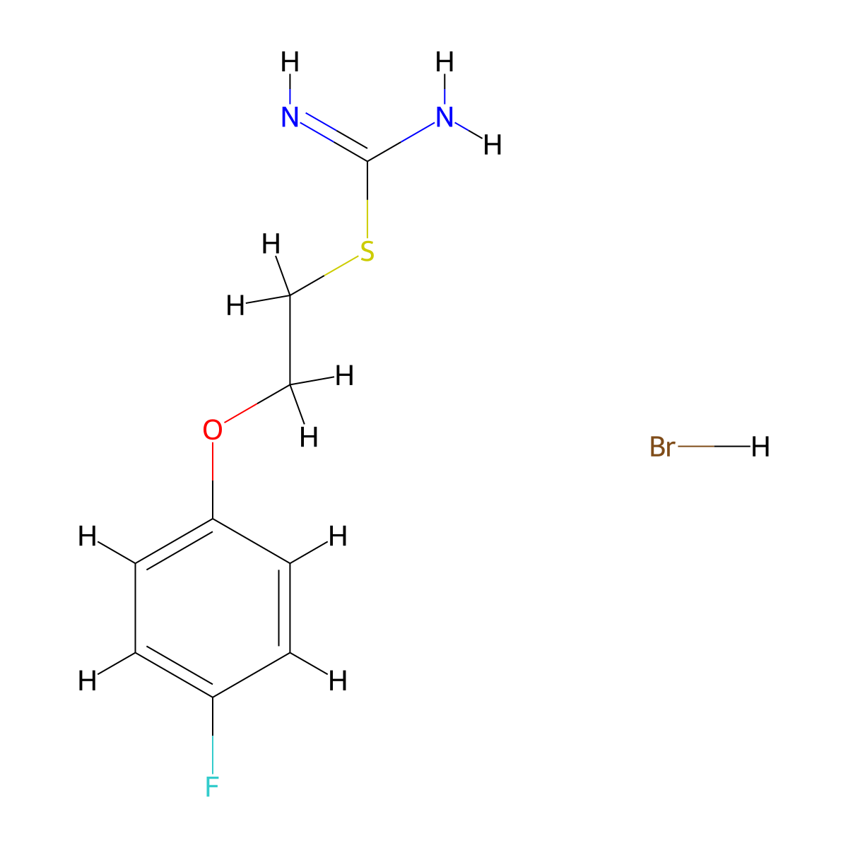 {[2-(4-Fluorophenoxy)ethyl]sulfanyl}methanimidamide hydrobromide molecular structure, CAS 1326813-46-0