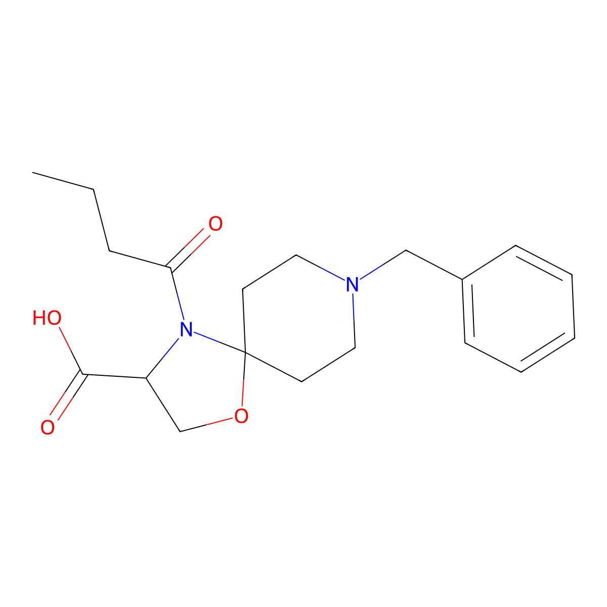 8-Benzyl-4-butanoyl-1-oxa-4,8-diazaspiro[4.5]decane-3-carboxylic acid molecular structure, CAS 1326813-47-1