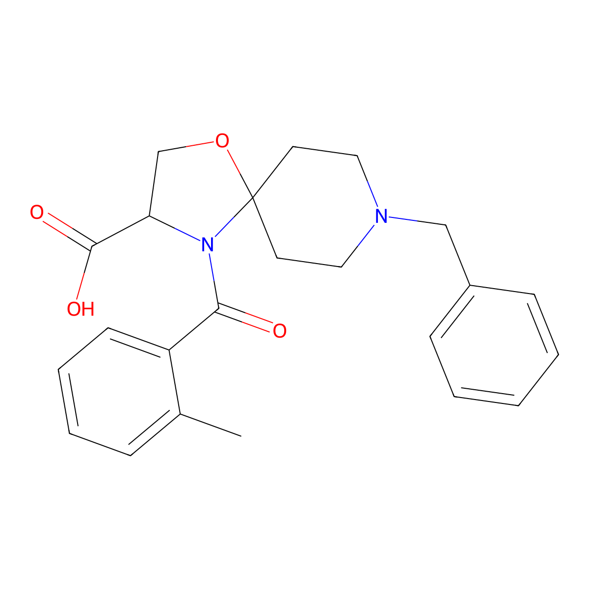 8-Benzyl-4-(2-methylbenzoyl)-1-oxa-4,8-diazaspiro[4.5]decane-3-carboxylic acid molecular structure, CAS 1326813-53-9