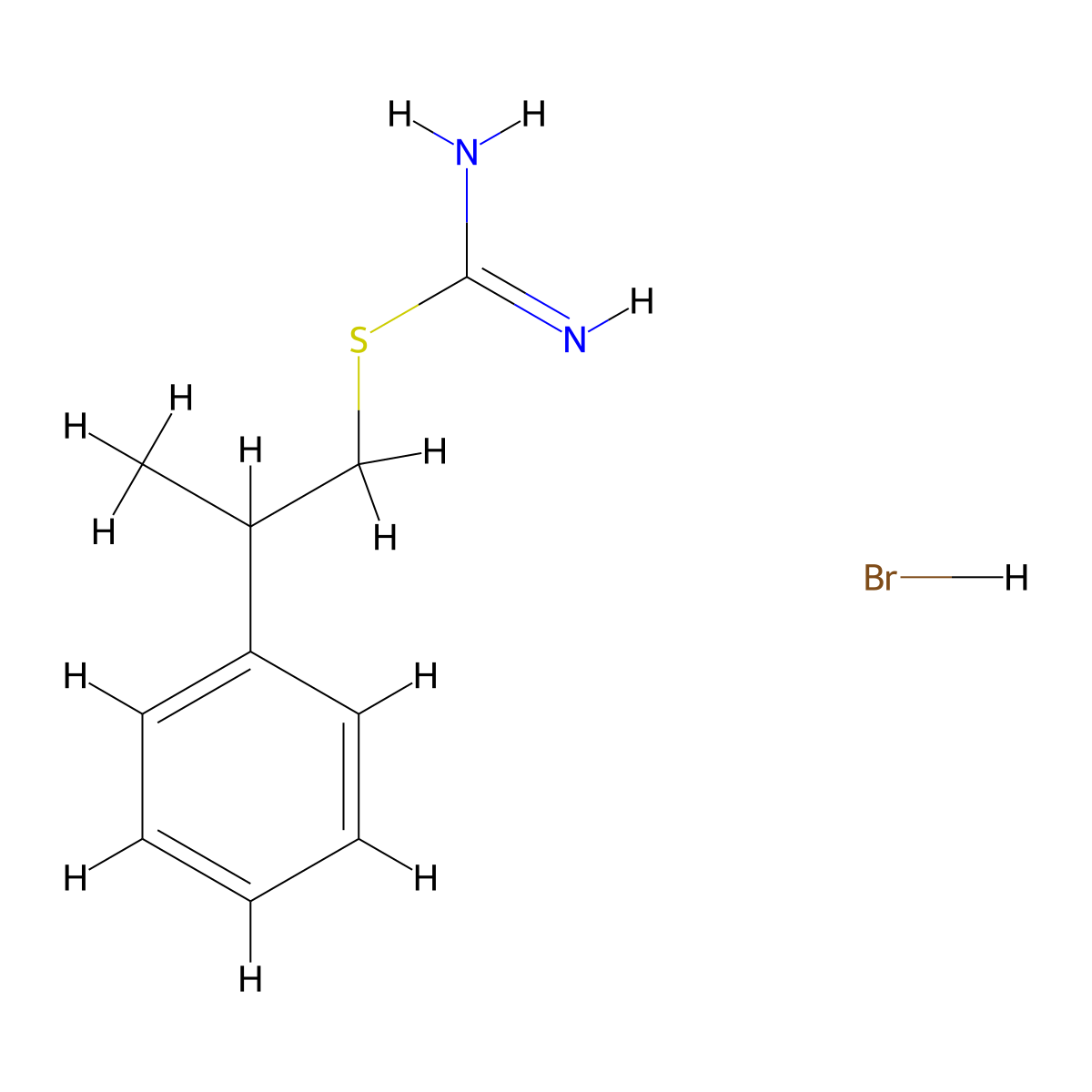 [(2-Phenylpropyl)sulfanyl]methanimidamide hydrobromide molecular structure, CAS 1326813-54-0