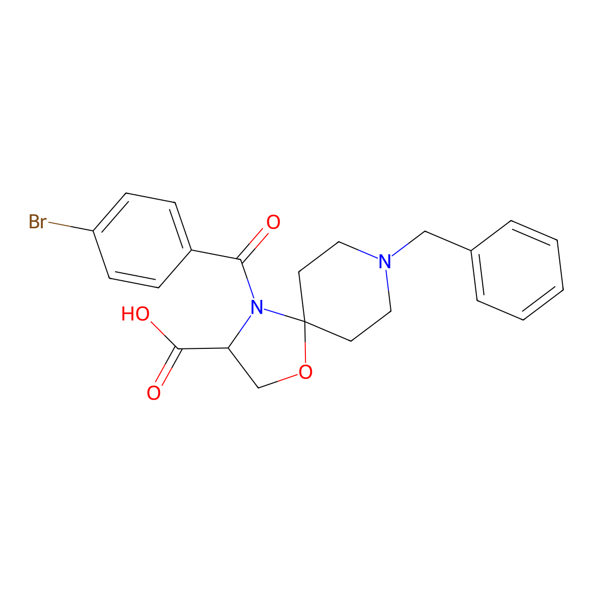 8-Benzyl-4-(4-bromobenzoyl)-1-oxa-4,8-diazaspiro[4.5]decane-3-carboxylic acid molecular structure, CAS 1326813-60-8