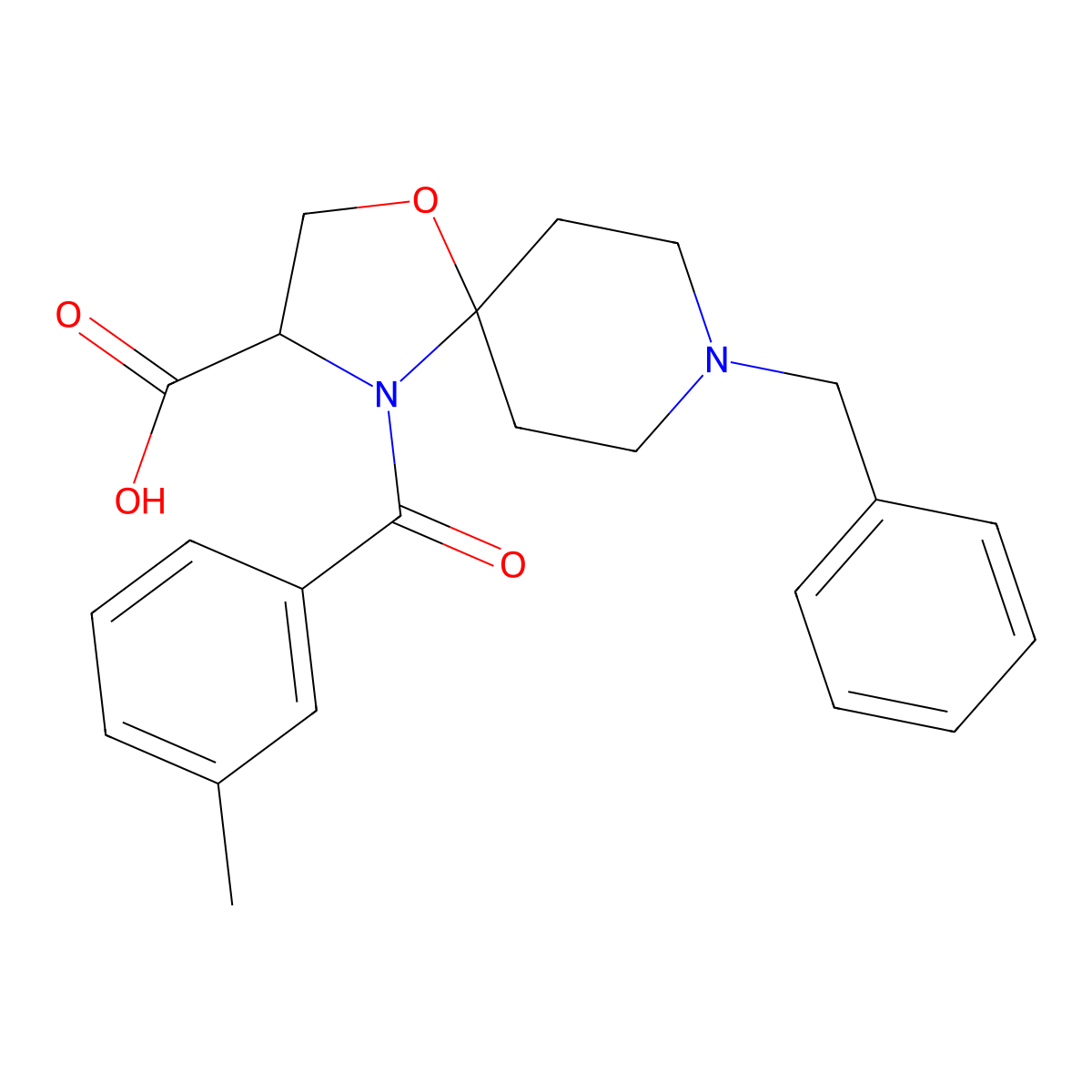 8-Benzyl-4-(3-methylbenzoyl)-1-oxa-4,8-diazaspiro[4.5]decane-3-carboxylic acid molecular structure, CAS 1326813-61-9