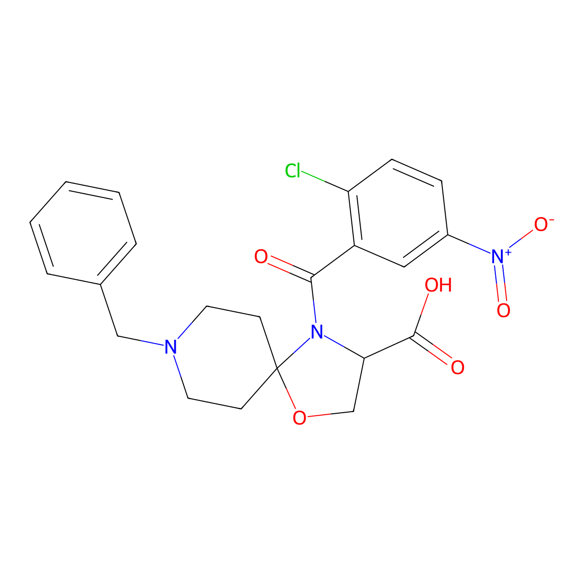 8-Benzyl-4-(2-chloro-5-nitrobenzoyl)-1-oxa-4,8-diazaspiro[4.5]decane-3-carboxylic acid molecular structure, CAS 1326813-68-6