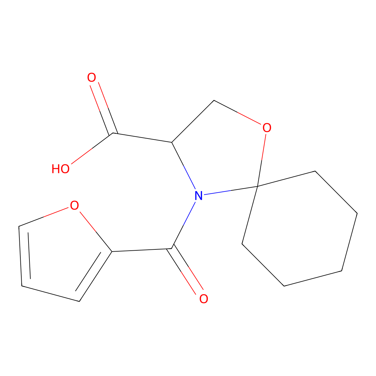 4-(Furan-2-carbonyl)-1-oxa-4-azaspiro[4.5]decane-3-carboxylic acid molecular structure, CAS 1326813-75-5