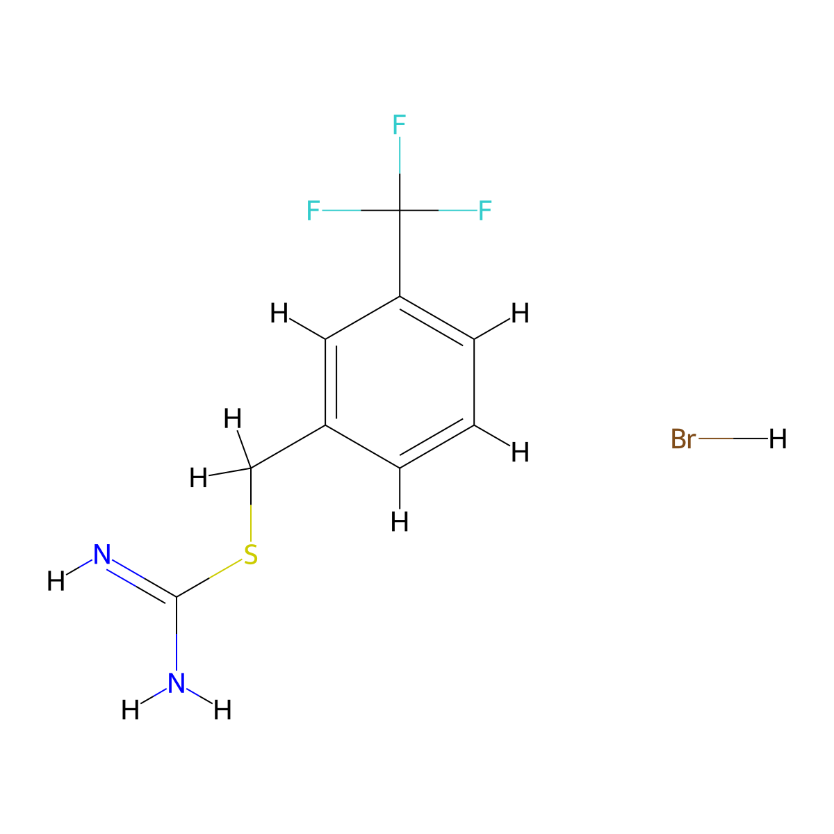 ({[3-(Trifluoromethyl)phenyl]methyl}sulfanyl)methanimidamide hydrobromide molecular structure, CAS 1326813-76-6