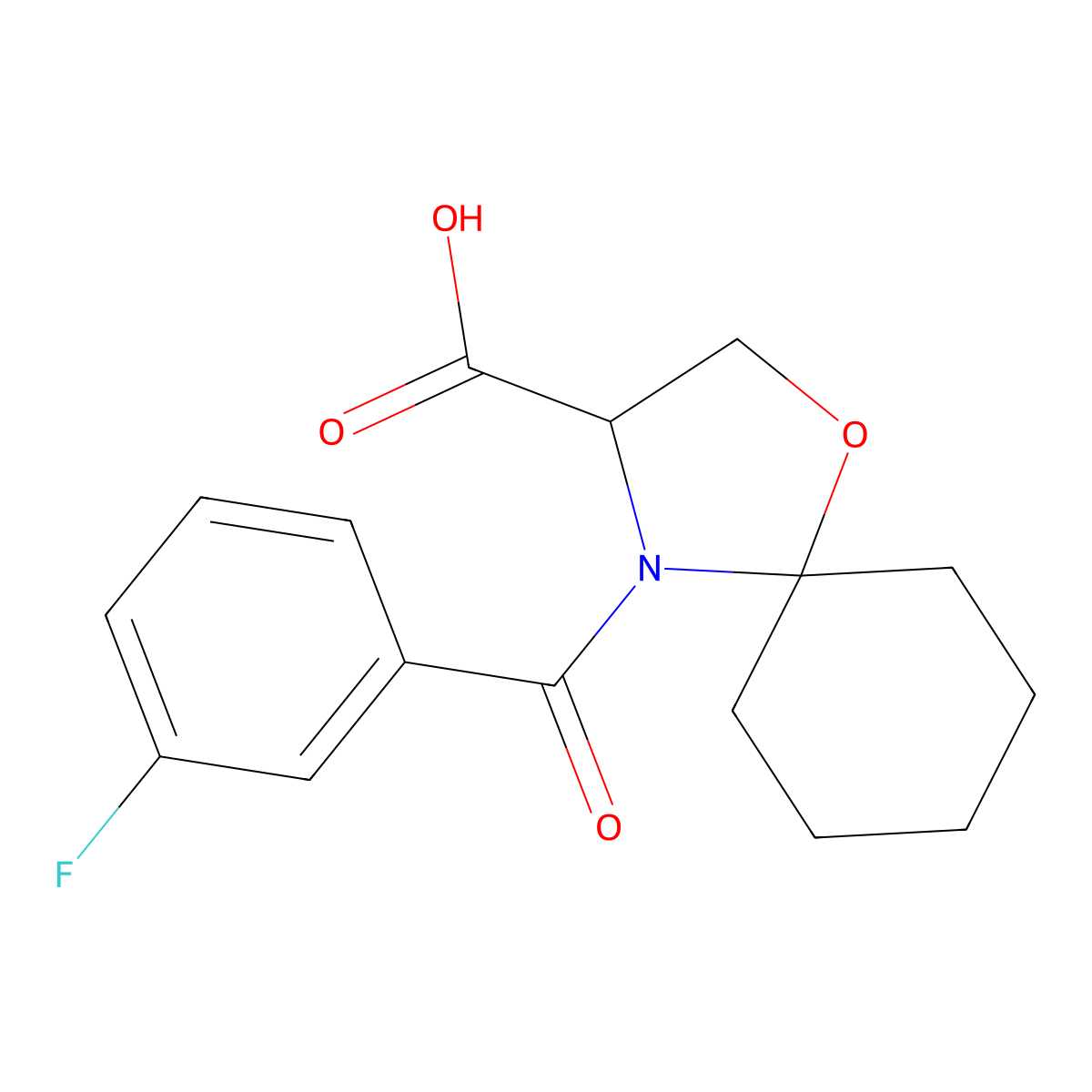 4-(3-Fluorobenzoyl)-1-oxa-4-azaspiro[4.5]decane-3-carboxylic acid molecular structure, CAS 1326813-79-9