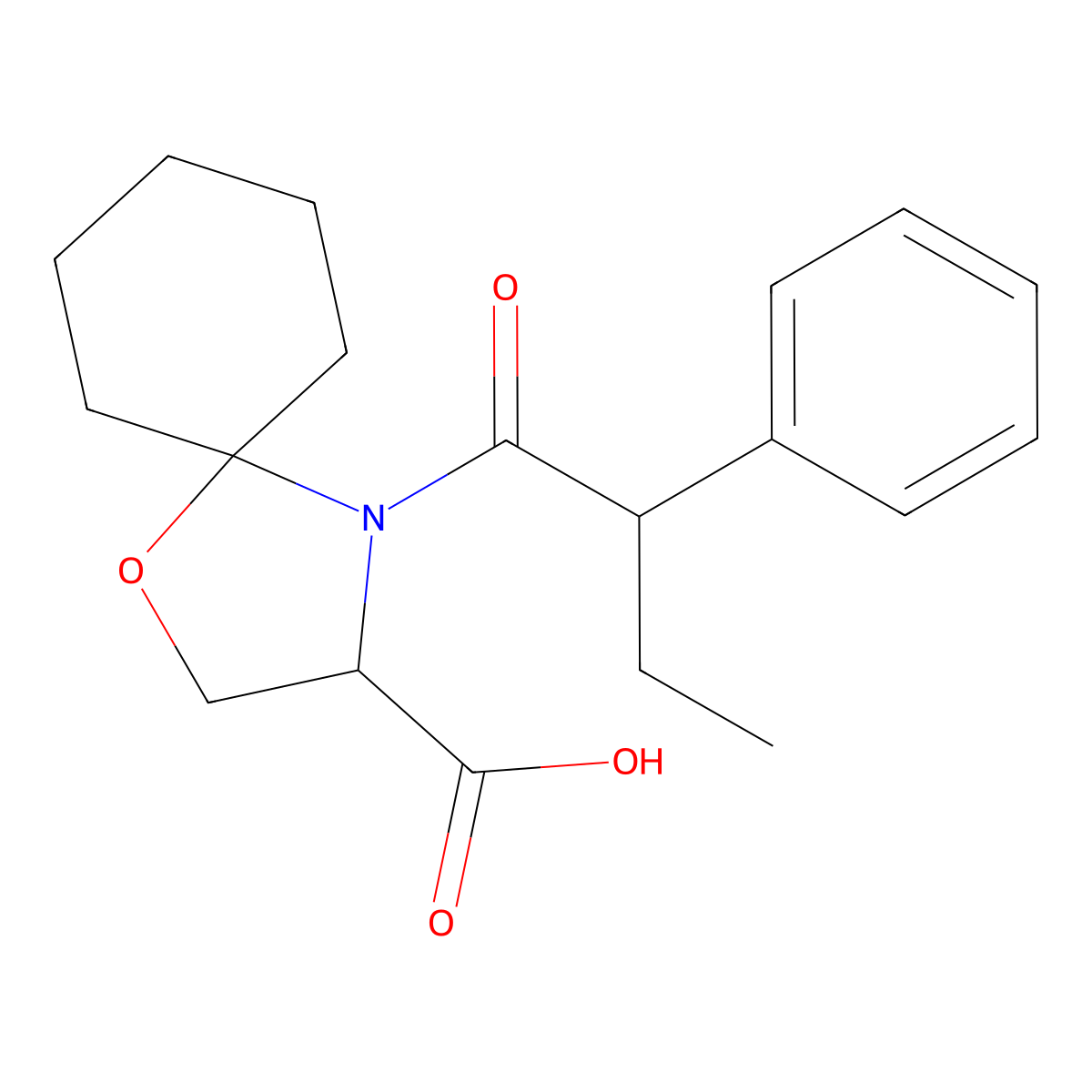 4-(2-Phenylbutanoyl)-1-oxa-4-azaspiro[4.5]decane-3-carboxylic acid molecular structure, CAS 1326813-81-3