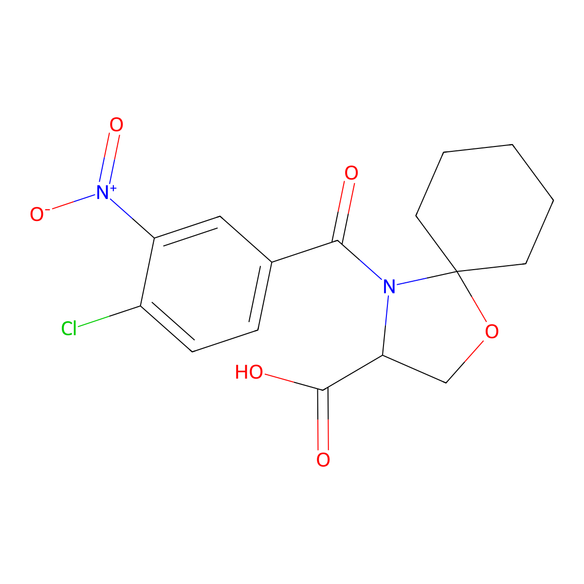 4-(4-Chloro-3-nitrobenzoyl)-1-oxa-4-azaspiro[4.5]decane-3-carboxylic acid molecular structure, CAS 1326813-84-6