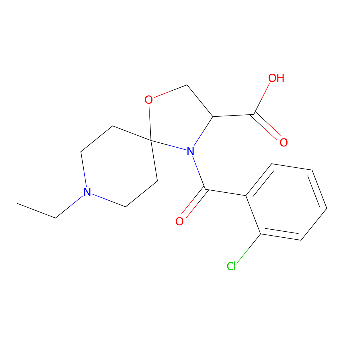 4-(2-Chlorobenzoyl)-8-ethyl-1-oxa-4,8-diazaspiro[4.5]decane-3-carboxylic acid molecular structure, CAS 1326813-87-9