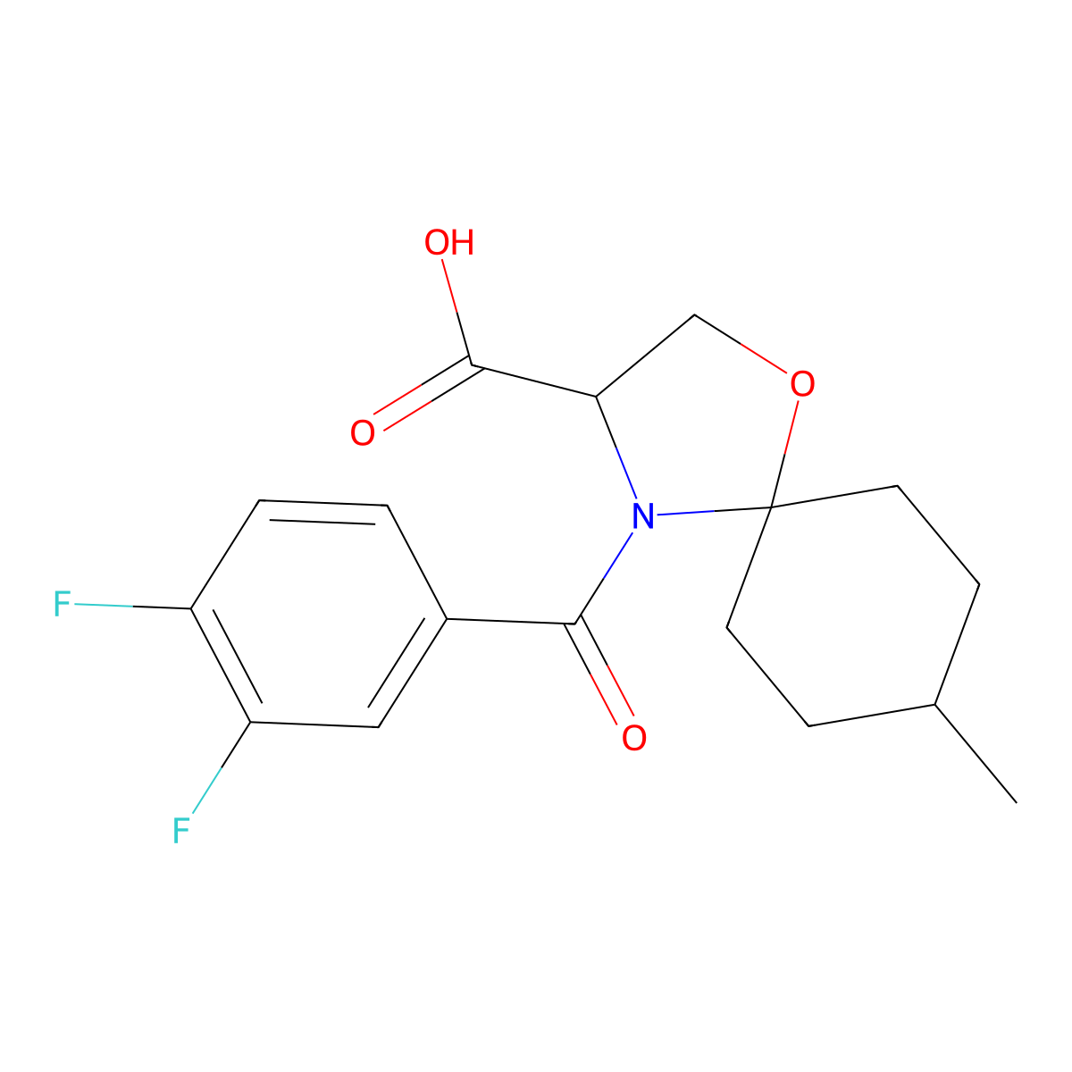 4-(3,4-Difluorobenzoyl)-8-methyl-1-oxa-4-azaspiro[4.5]decane-3-carboxylic acid molecular structure, CAS 1326813-96-0